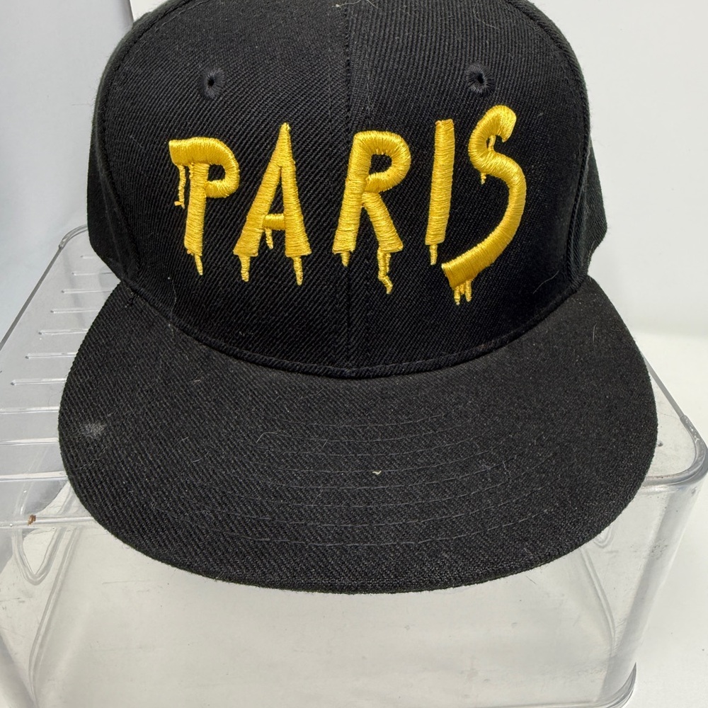 Paris Embroidered Trucker Hat Decky Style 350 Black OSFM  SnapBack